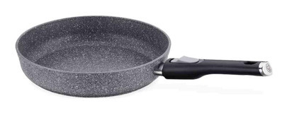 Korkmaz Palma A3925 Plastik Saplı Granit 24 cm Düz Tava Gri