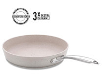 Korkmaz Granita Çelik Saplı Granit 28 cm Düz Tava Krem