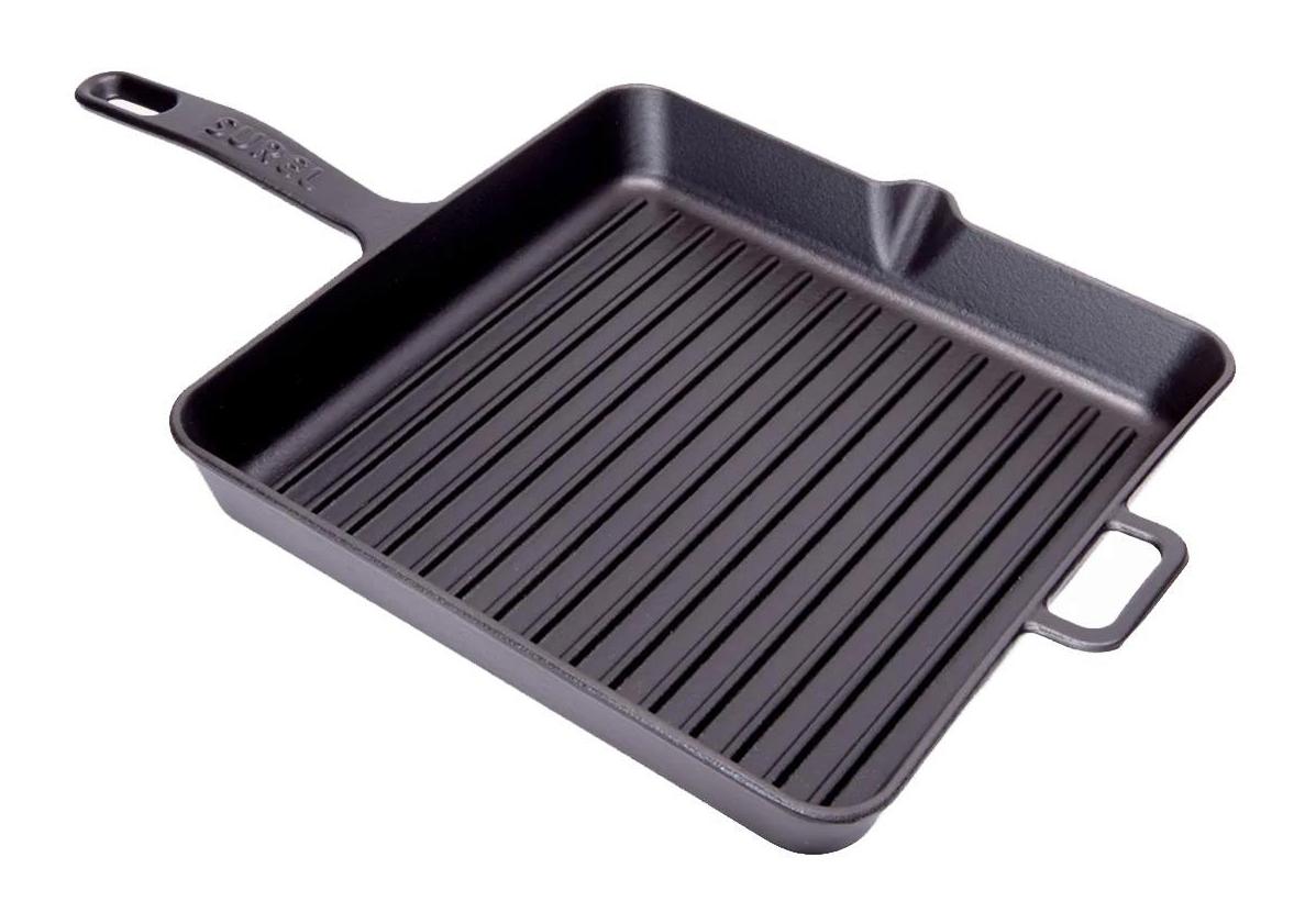 Sürel Kare Döküm Saplı Demir Döküm 30 cm Grill Tava Siyah