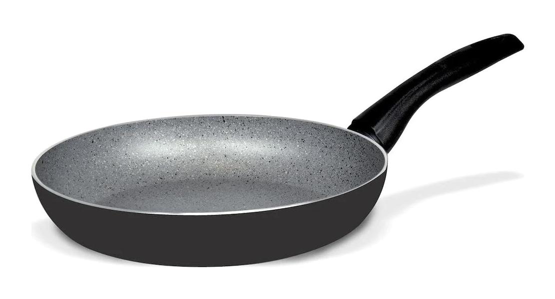 Cem Plastik Saplı Granit 24 cm Düz Tava Siyah