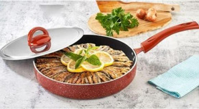Kahramanlar No:34 3186 Plastik Saplı Emaye Döküm 34 cm Balık Tava Kırmızı