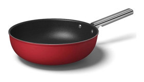 Smeg Cookware 50's Style Çelik Saplı Paslanmaz Çelik 30 cm Wok Tava Kırmızı