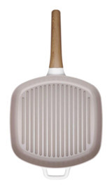 Korkmaz Kare A2985 Ahşap Saplı Seramik 28x28 cm Grill Tava Krem
