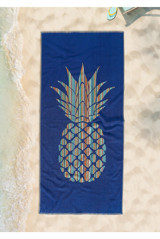 Cottontherapy Ananas Pamuklu Plaj Havlusu Mavi