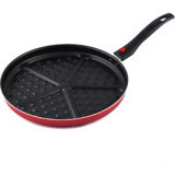 Papilla Redio Plastik Saplı Alüminyum 26 cm Waffle Tava Kırmızı