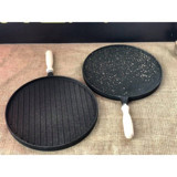 Kontef Ahşap Saplı Döküm 36 cm Grill Tava Siyah