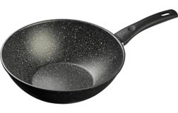 Dinç Kitchen SPAN28 Plastik Saplı Granit 28 cm Wok Tava Siyah
