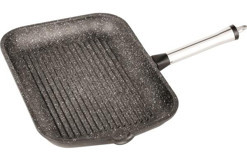 Leggno FSN2100GR36 Çelik Saplı Granit 36x26 cm Grill Tava Gri