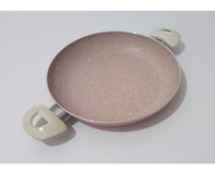 Renkli Çicekler Plastik Saplı Granit 24 cm Sahan Tava Krem