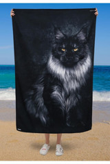 Dogo Maine Coon Plaj Havlusu Siyah