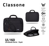 Classone Ul160 15.6 inç Kumaş Su Geçirmez El-Omuz Laptop Çantası Siyah