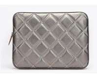 Morca Kapitone 13-14 inç Kapitone Deri Su Geçirmez Kılıf Laptop Çantası Gri