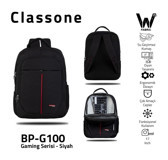 Classone BP-G100 17 inç Kumaş Sırt Laptop Çantası Siyah