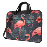 VducK Flamingo Desenli 15.6 inç Oxford Kumaş Su Geçirmez El-Omuz Laptop Çantası Siyah