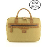 Hnb 15.6 inç Kanvas Su Geçirmez El-Omuz Laptop Çantası Camel