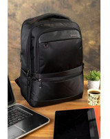 Case Club Körüklü 15.6 inç Kumaş Su Geçirmez Sırt Laptop Çantası Siyah