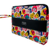 Differ Studio İnsan Desenli 15.6 inç Kumaş Su Geçirmez Kılıf Laptop Çantası Fuşya