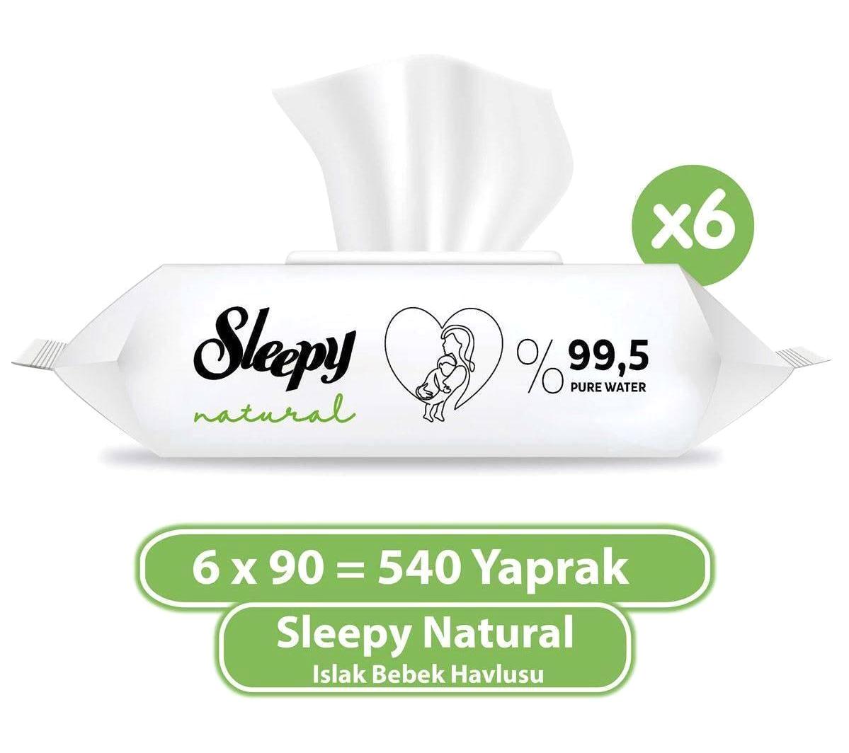 Sleepy Natural Yenidoğan Yenidoğan 90 Yaprak 6'lı Islak Mendil