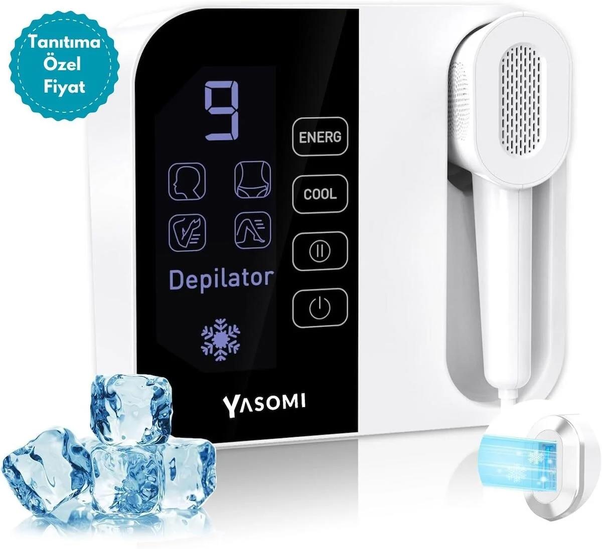 Yasomi Depilatör Yüz Koltuk Altı Genital Bölge Tüm Vücut İçin Buzlu IPL Lazer Epilasyon Aleti
