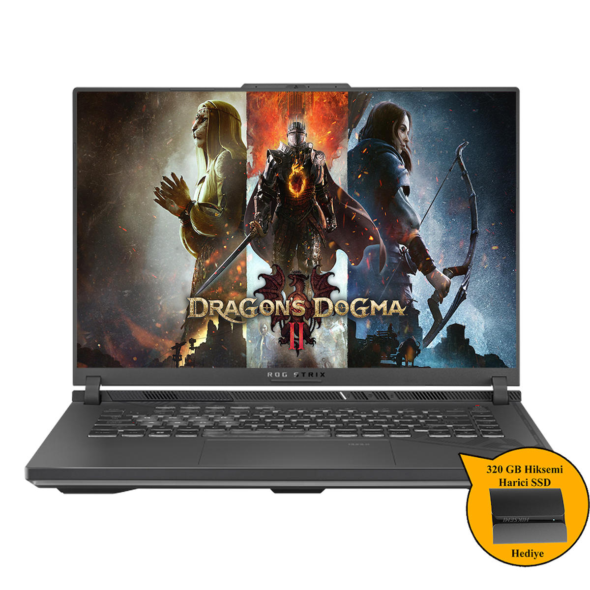 Asus ROG Strix G16 N3158 Zi750 Harici GeForce RTX 4060 Intel Core i7 13650HX 16 GB Ram 512 GB SSD 16 inç Full HD Windows 11 Home Gaming Laptop + 320GB Hiksemi SSD