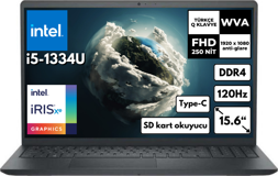 Dell Inspiron 3530 I35303407U BT8 Dahili Intel Iris Xe Graphics Intel Core i5 1334U 8 GB Ram 512 GB SSD 15.6 inç Full HD Freedos Laptop
