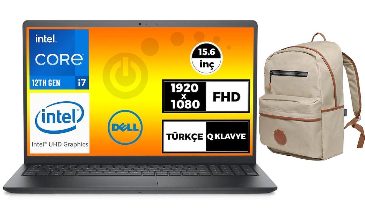 Dell Vostro 3520 N5305PVNB3520U Dahili Iris Xe Graphics Eligible Intel Core i7 1255U 16 GB Ram 512 GB SSD 15.6 inç Full HD Ubuntu Laptop + Çanta