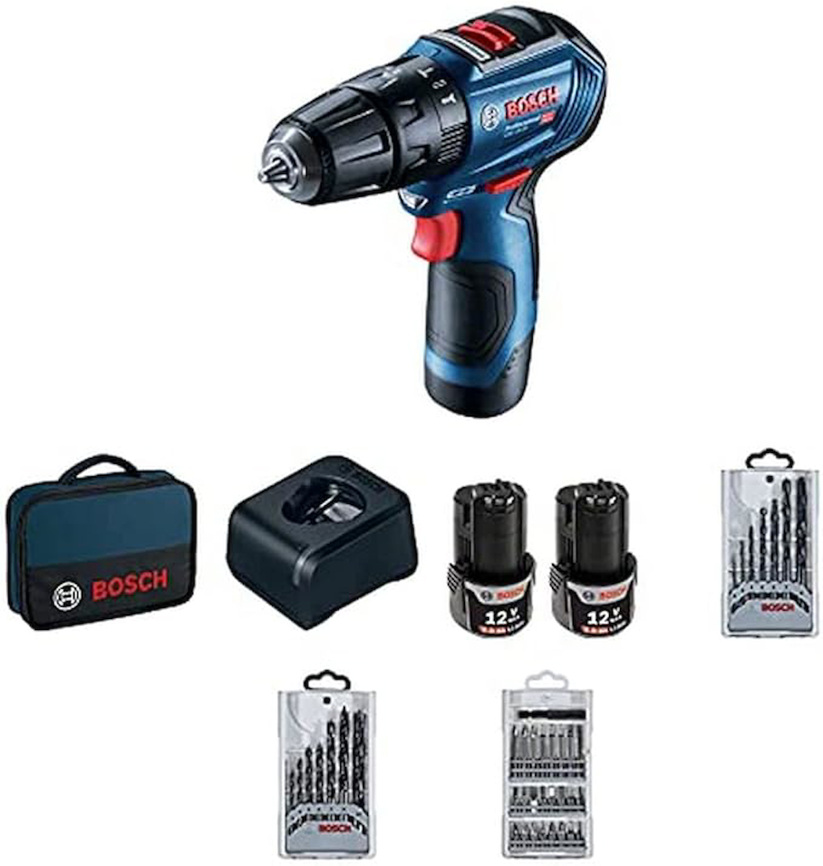 Bosch GSB 12V-30 12 V 2 Ah Kömürsüz Darbeli Çift Akülü Vidalama Makinesi