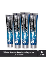 Signal White System Arındırıcı Beyazlık Karbonlu Florürlü Diş Macunu 4x75 ml