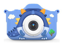 Mengtuo 2 inç Sevimli Dinozor Mini Full HD Kompakt Dijital Fotoğraf Makinesi Mavi
