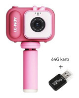 Mengtuo Sevimli Tavşan Mini Full HD Kompakt Dijital Fotoğraf Makinesi Pembe