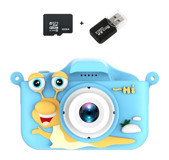 Tuomeng Küçük Sevimli Salyangoz Şipşak Mini Full HD Kompakt Dijital Fotoğraf Makinesi Mavi