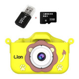 Tuomeng Sevimli Aslan Mini Full HD Kompakt Dijital Fotoğraf Makinesi Sarı