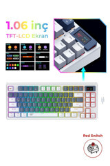 Havit Gamenote KB884L Türkçe Q RGB 84 Tuşlu Red Kablolu Beyaz - Siyah Mekanik Klavye