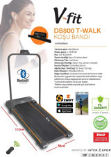 V-Fit DB800 T-Walk Motorlu Katlanabilir Koşu Bandı Siyah