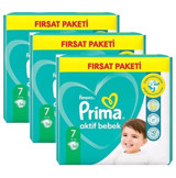 Prima Fırsat Paket 7 Numara Yıkanabilir Göbek Oyuntulu Göbek Oyuntulu Cırtlı Bebek Bezi 102'li