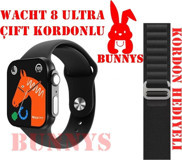 Bunnys Watch 8 Pro Android 45 mm Silikon Kordon Kare Unisex Akıllı Saat Siyah