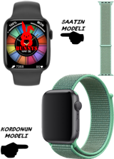 Bunnys Watch 8 Android GPS 45 mm Silikon Kordon Kare Unisex Akıllı Saat Koyu Turkuaz