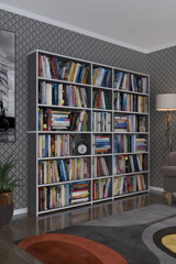 Kenzlife Süper Ga 3 Bölmeli 6 Raflı Suntalam 180x200x19 cm Gri Kitaplık