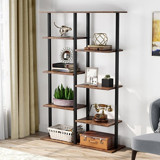 Zizuva Tasarım 8 Bölmeli 8 Raflı Metal 155x80x30 cm Ceviz Kitaplık