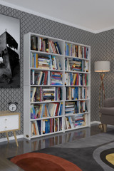 Kenzlife Süper Ga 2 Bölmeli 6 Raflı Ahşap 180x160x19 cm Beyaz Kitaplık