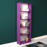 Adore Mobilya Modern 5 Bölmeli 5 Raflı Ahşap 64x182x26 cm Mor Kitaplık