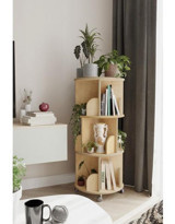Zeo Wood Design Dekoratif 20 Bölmeli 20 Raflı Ahşap 103x45 cm Kahverengi Kitaplık