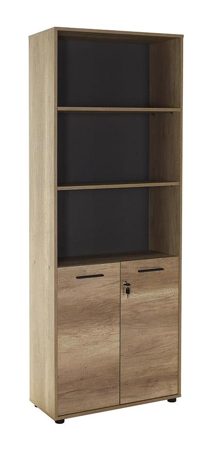 Adore Mobilya Newyork 5 Bölmeli 5 Raflı Ahşap 76x110x34 cm Tori Kapaklı Kitaplık