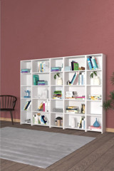 Kzy Mobilya Modern 25 Bölmeli 25 Raflı Ahşap 220 cm Beyaz Kitaplık