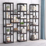 Zizuva Dekoratif 24 Bölmeli 24 Raflı Metal 179.5x180x30 cm Ceviz Kitaplık