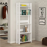 Aden Home Dekoratif 5 Bölmeli 5 Raflı Ahşap 155x70 cm Beyaz Kitaplık