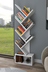 Enda Home Erine 8 Bölmeli 8 Raflı Ahşap 140x40x21 cm Beyaz Kitaplık