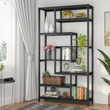 Zizuva Ev Ofis 8 Bölmeli 8 Raflı Metal 180x100x30 cm Siyah Kitaplık