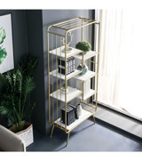 Larissa Design Dekoratif 7 Bölmeli 7 Raflı Metal 170 cm Gold Kitaplık