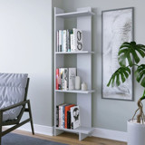 Aden Home Dekoratif 4 Bölmeli 4 Raflı Ahşap 160x47 cm Beyaz Kitaplık
